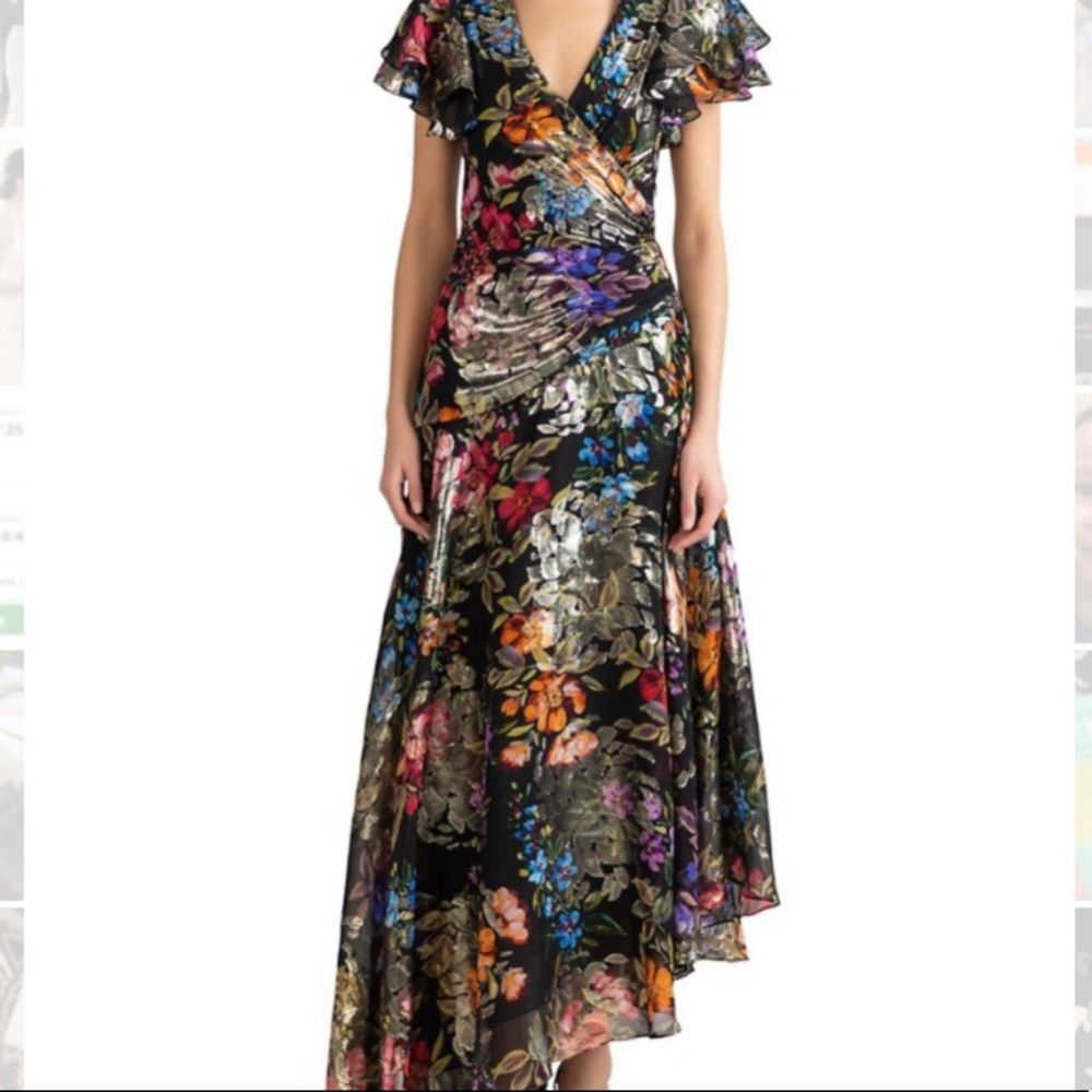 Shoshanna Midnight Roxana Asymmetrical Silk-blend dress